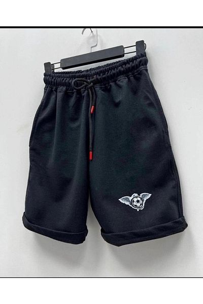Joza Outdoors Καλοκαιρινό μαύρο σορτς με φτερωτή μπάλα ποδοσφαίρου