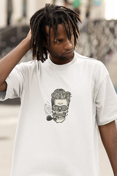 SUNFREE Ανδρικό μπλουζάκι με στάμπα Pipo Oversize Λευκό