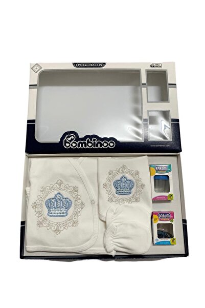 Bombinoo Erkek Bebek Nakışlı Taşlı Emzik 7 li Hastane Cıkışı Yeni Doğan Zıbın...