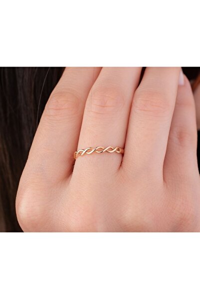 Onseva Kuyumculuk Rose Yarım Tur Örgü Yüzük