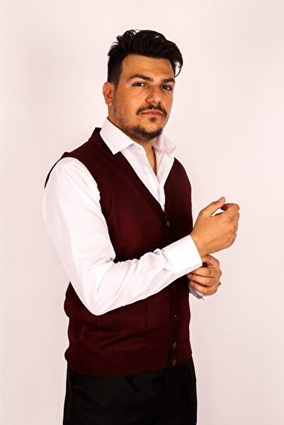 FATELLA Muški tanak pleteni prsluk od dimljenog materijala