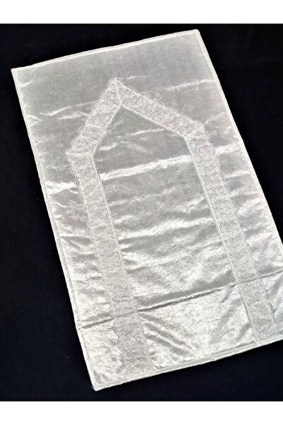 Verda Natural Fransız Dantelli Kadife Seccade