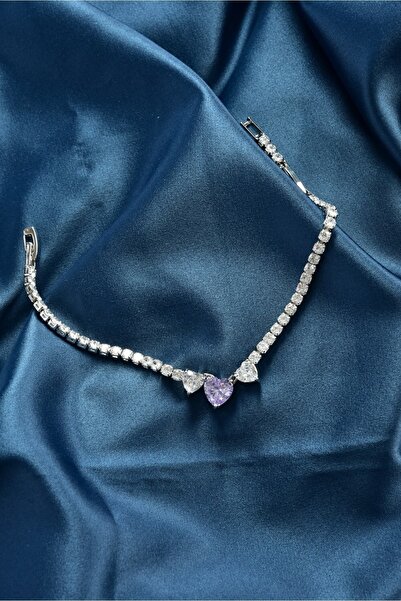 Fox Shoes Purple Stone Heart Waterway Zircon Bracelet Ka051226