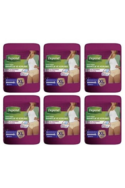 Depend Emici Külot Bayan Extra Büyük Boy Xlarge Beden 6 lı Paket 60 Adet