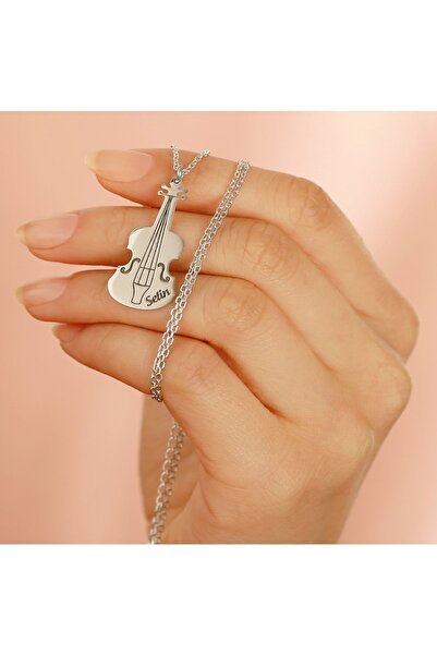 MARKET OF UNİVERSE Unisex 925 Ayar Gümüş Isimli Keman Kolye