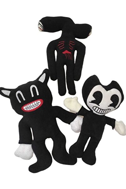 CivCivStore Siren Kafa & Cartoon Cat Kedi & Bendy Peluş Oyuncak 3'lü Set