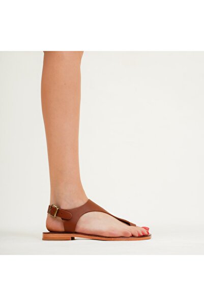 DaphneSandals El Yapımı Hakiki Deri Taba Kadın Bodrum Sandaleti - K2052