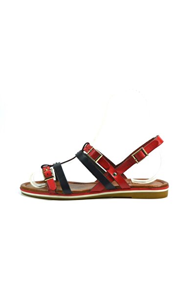 Beatrice 1011 Sandale de damă din piele naturală roșie neagră