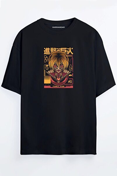 Harmandar Attack On Titan - Titan Türleri Baskılı Oversize T-shirt