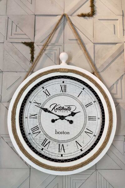 Genel Markalar Halatlı Ahşap Duvar Saati Beyaz