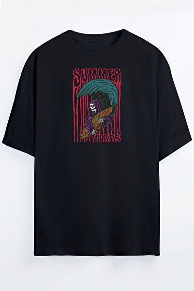 wicromed Tricou oversize unisex cu imprimeu Summer Grim Reaper
