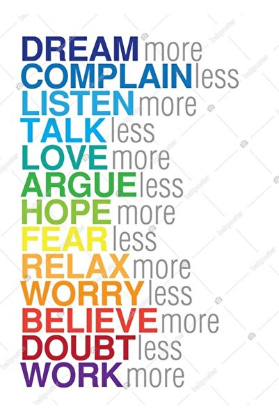 bakposter Dream More Ingilizce Poster 50x70 Cm - Vinil ( Branda )