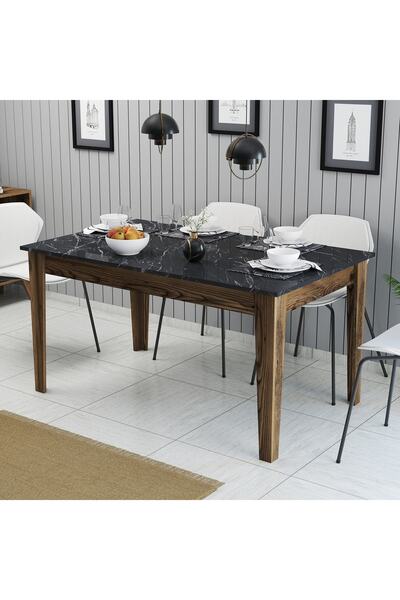 Variant Mobilya Variant Milan Yemek Masası - Ceviz / Siyah Mermer