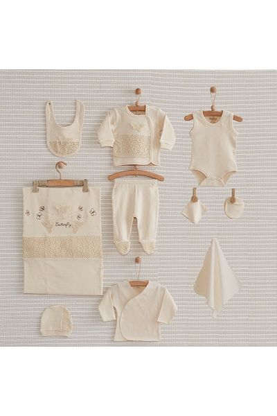 NENNY Butterfly Patterned Organic Baby Hospital Discharge Set of 10
