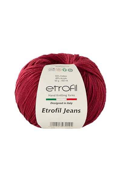 Etrofil Jeans 015 Burgundy Knitting Yarn Summer Crop Dress Amigurumi Motif Cotton Yarn 50 gr 165 Meters