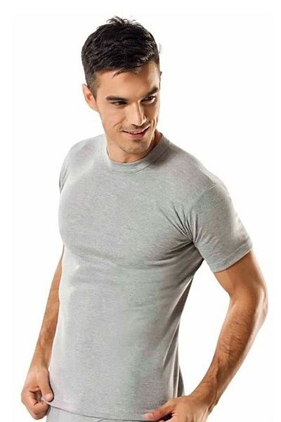 Gümüş İç Giyim Men's Rib Null Collar Short Sports Sleeve Undershirt