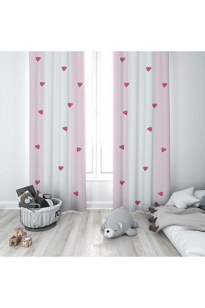 MODA Completely Different Baby and Children's Room Geometric Patterned Heart Background Curtain Bmfp-013