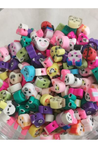 LİVZA BİJUTERİ Fimo Karışık Hayvan Figür Boncuk (40 ADET) 10mm Polimer Kil