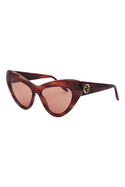 Gucci Gg0895s 004 54-15 Kahverengi Cat Eye Çerçeveli Turuncu Mat Camlı Kadın ...