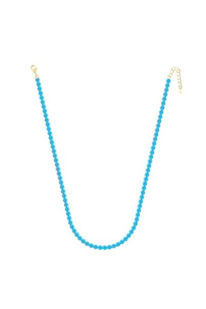 Merano Design 5mm Turkuaz Rhodium Su Yolu Kolye