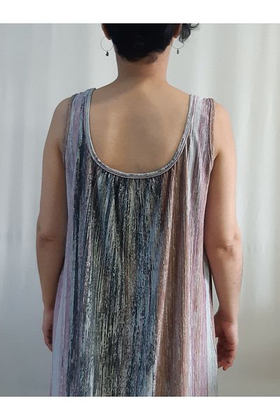 Mertcan Butik Φόρεμα με μοτίβο από χτενισμένο βαμβακερό βισκόζη με συσπειρωμένο μπροστινό και πίσω μέρος