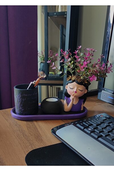 Lina Art hediyelik Lady Kız Kalemlik, Hediyelik , Saksı , Dekorasyon , Mumluk