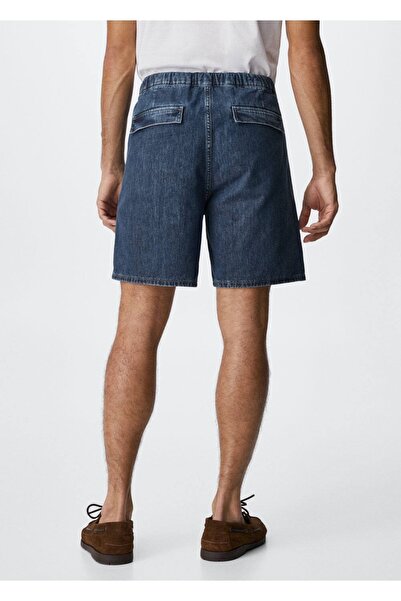 MANGO Man Ip Detaylı Denim Bermuda Şort