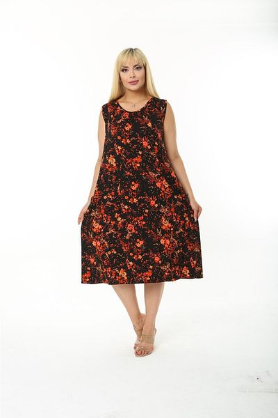 Mezura Standard Size Sleeveless Above Knee Double Pocket Viscose Combed Cotton Dress