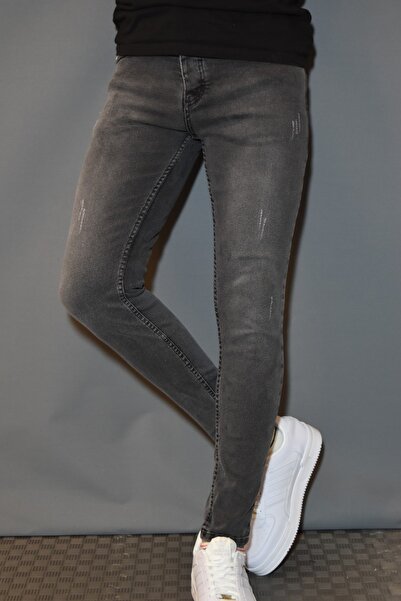 Goak Erkek Koyu Gri Tırnaklı Skinny Fit Jean Kot Pantolon 145