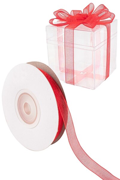 Kalitehanem Panglică Organza 1 Cm - Panglică Organza Roșie - Panglică
