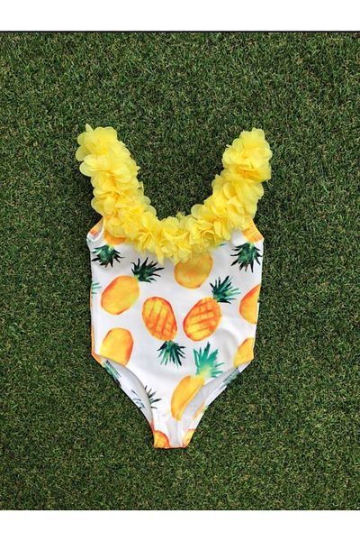 Kokosh kidss Girl's Floral Pineapple Patterned Swimsuit