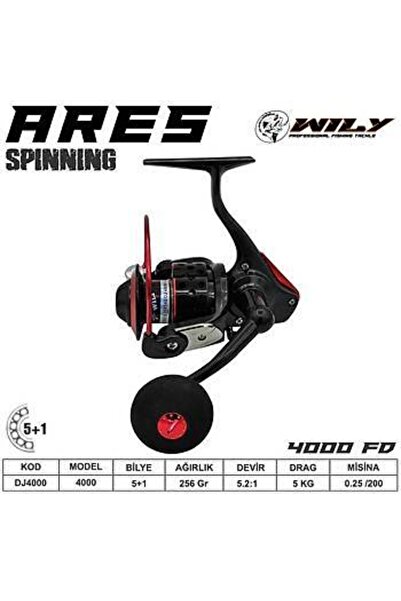 Wily Ares Model 4000 Риболовен спинингов макара 5+1 Bb Червен