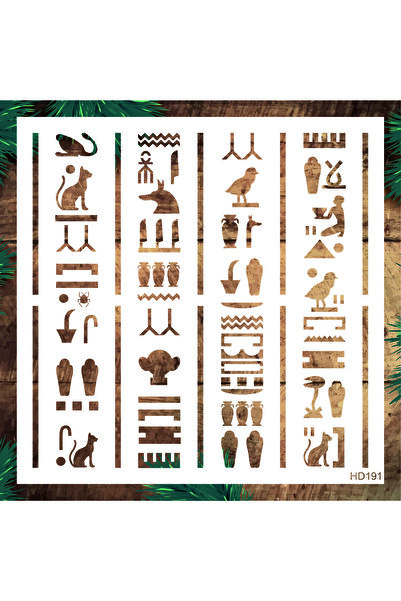 STENCİLTASARIM Stencil Tasarım Hd191 Mısır Sembolleri Boyama Şablonu - Dekoratif Duvar Ve Eşya Boyama Şablonları