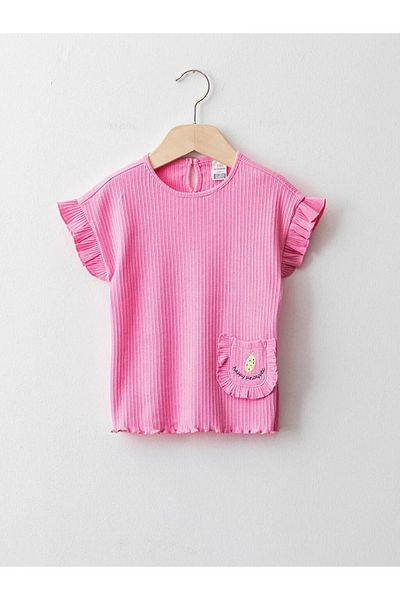 LC Waikiki Crew Neck Short Sleeve Embroidered Baby Girl T-Shirt