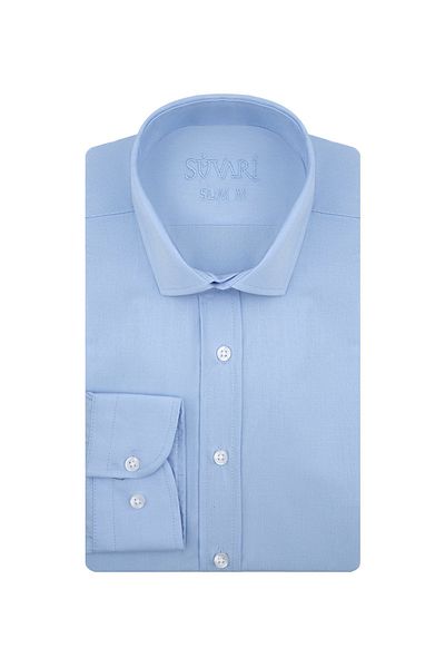 SÜVARİ Cămașă pentru bărbați cu guler clasic uni albastru Gm1007100443
