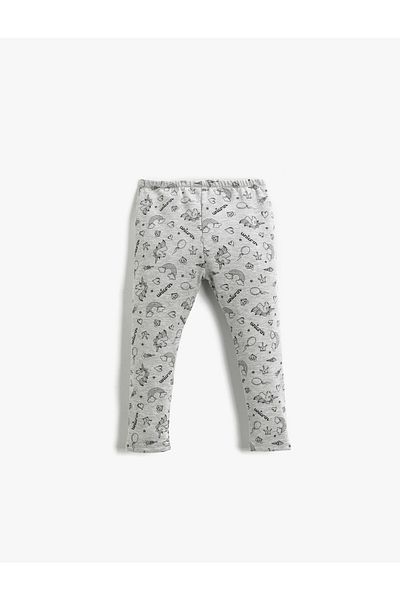 Koton Unicorn Printed Tights with Elastic Waist