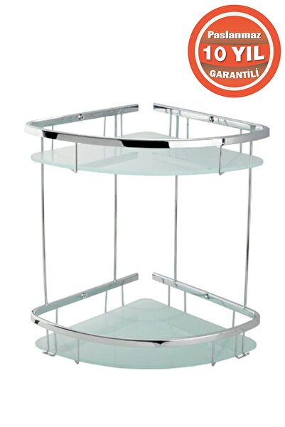 ÇELİK BANYO Paslanmaz Pirinç Karmina 2’li 22x22 Cm Camlı Şampuanlık Süngerlik...