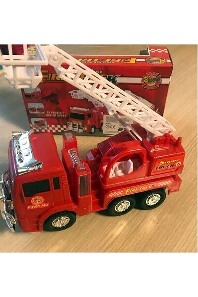 Genel Markalar Itfaiye Pilli Işıklı Sirenli Oyuncak Itfaiye Arabası Vinç Hareketli Oyuncak Itfaiye Pilli - Tuka