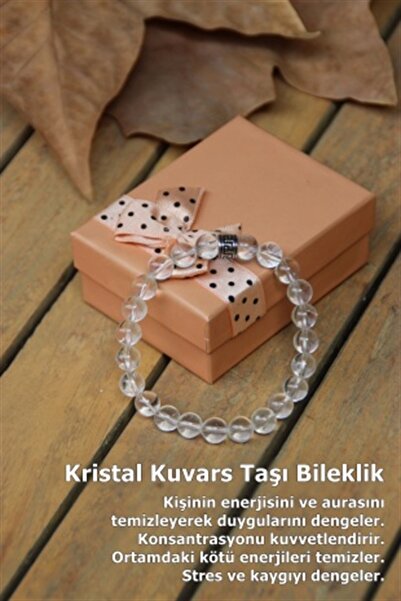 OSMANLI DOĞAL TAŞ Sertifikalı Kristal Kuvars Taşı Doğal Taş Bileklik-8mm B131