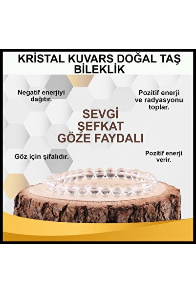 OSMANLI DOĞAL TAŞ Sertifikalı Kristal Kuvars Doğal Taş Bileklik 6 Mm - B830