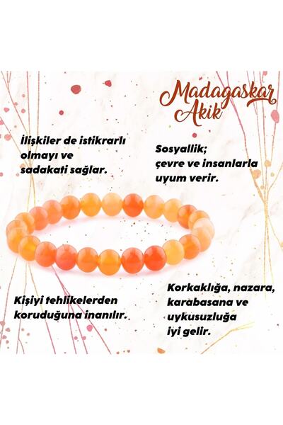 OSMANLI DOĞAL TAŞ سوار من الحجر الطبيعي العقيق مدغشقر 8 ملم - معتمد B148
