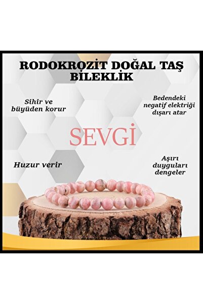 OSMANLI DOĞAL TAŞ سوار من الحجر الطبيعي المعتمد من الرودوكروسيت 6 مم - B844