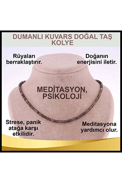 OSMANLI DOĞAL TAŞ Sertifikalı Dumanlı Kuvars Doğal Taş Kolye 3 Mm - M402
