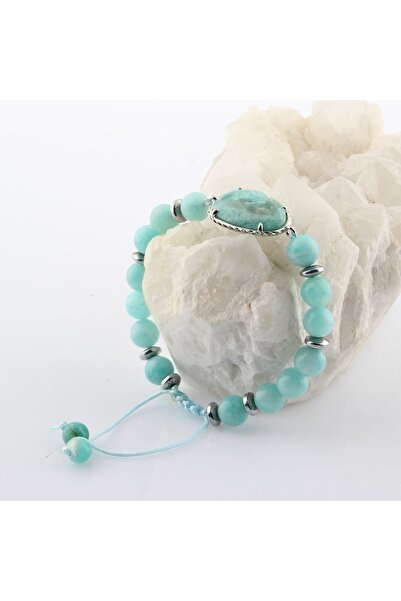OSMANLI DOĞAL TAŞ Sertifikalı Amazonit Doğal Taşı Bileklik - 8 Mm B653