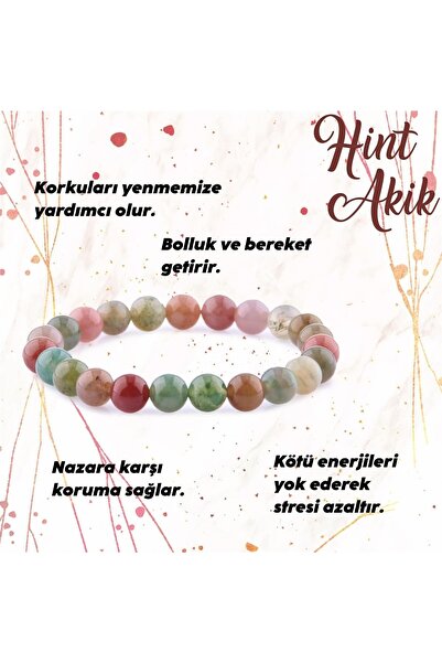 OSMANLI DOĞAL TAŞ Sertifikalı Hint Akik Doğal Taş Bileklik - 6 Mm B769