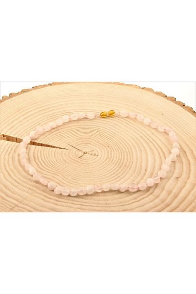 OSMANLI DOĞAL TAŞ Certified Pink Quartz Natural Cut Natural Necklace M269