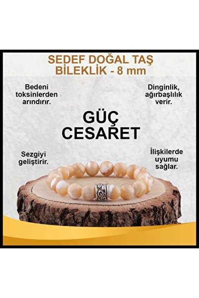 OSMANLI DOĞAL TAŞ سوار من الحجر الطبيعي المعتمد من أم اللؤلؤ 8 مم - B876