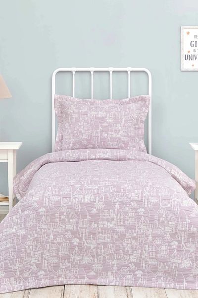 Karaca Home Oraș, Set cuvertură de pat, Single, Liliac