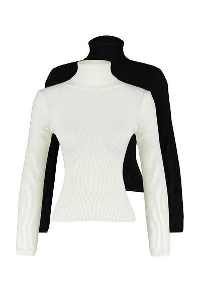 Trendyol Collection Pulover tricot pachet dublu alb-negru TWOAW22KZ1767