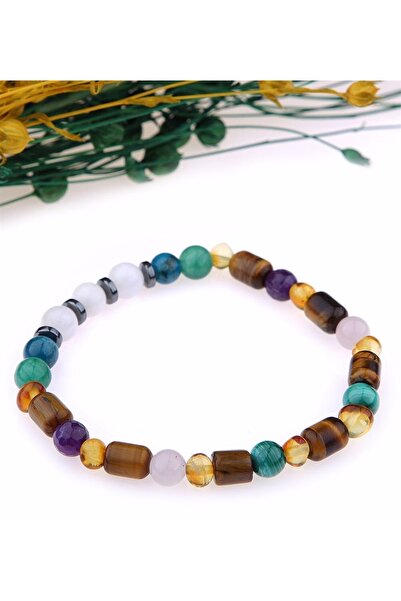 OSMANLI DOĞAL TAŞ Doğal Taş Bileklik 6mm-kaplan Gözü,pembe Kuvars,ay Taşı,ame...